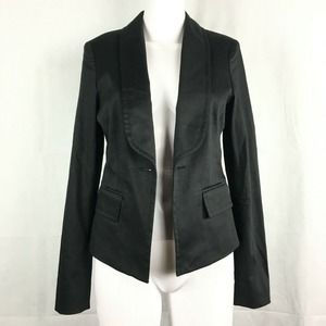 Ana Sousa Blazer Jacket Womens Sz 6 Black Cotton Knit‎ Open Front